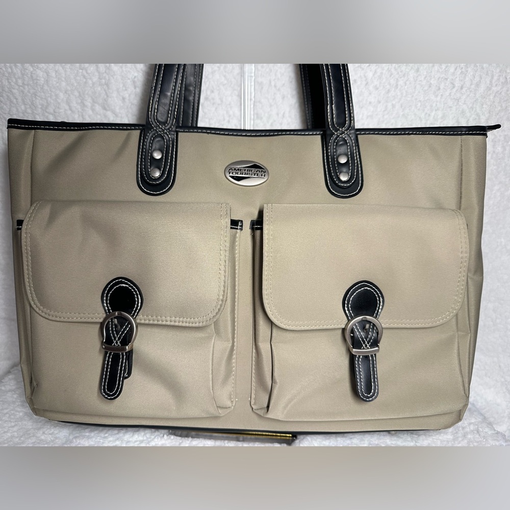 American Tourister Khaki and Black Tote Bag